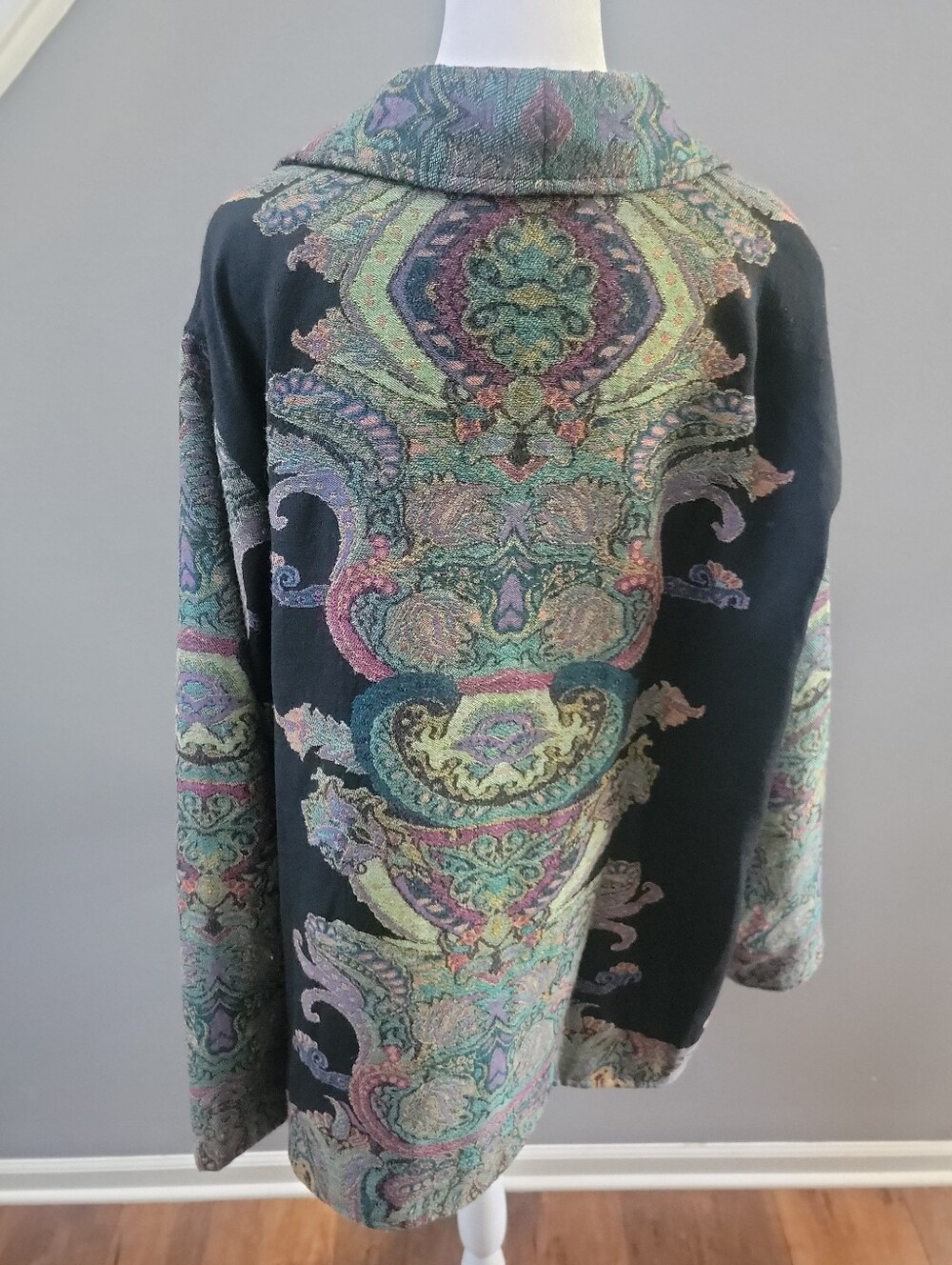 Coldwater Creek Womens Paisley Print Jacket Size 2X 100% Wool Lined - Picture 3 of 5